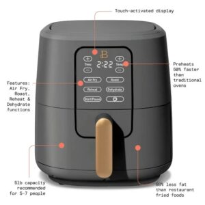 6 Quart Touchscreen Air Fryer, Oyster Grey by Drew Barrymore