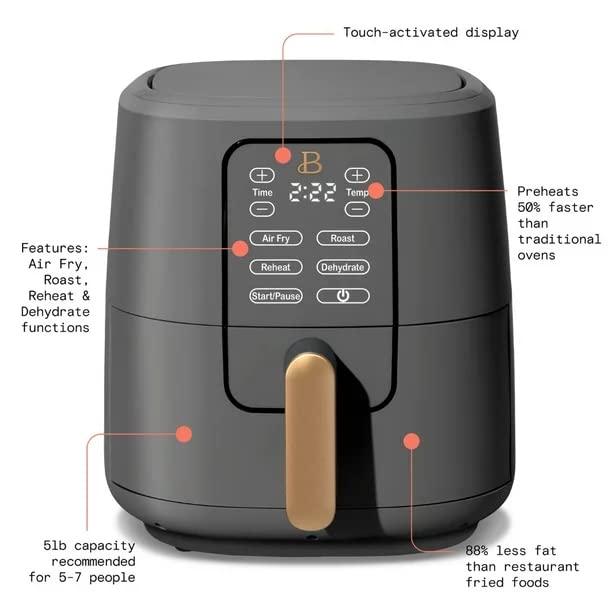 6 Quart Touchscreen Air Fryer, Oyster Grey by Drew Barrymore