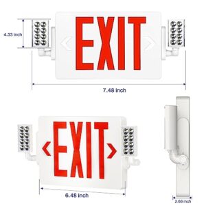 SPCETSUN 1 Pack Red Exit Sign with Emergency Lights,LED Emergency Exit Light with Battery Backup,UL Listed, AC 120/277V,Double Face Commercial Emergency Exit Light Combo for Business.