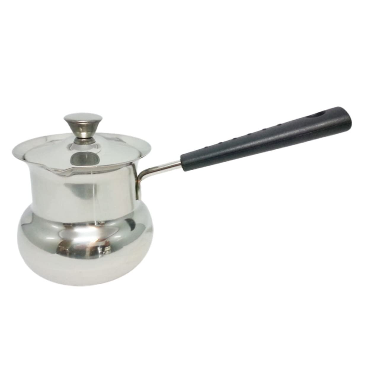 SHERCHPRY Milk Frothing Pitcher Stainless Steel Melting Pots Mini Milk Pot Butter Warmer Pan Miniature Saucepan Turkish Coffee Maker Soup Pot with Lid Cover for Kitchen 700ml Espresso Accessories