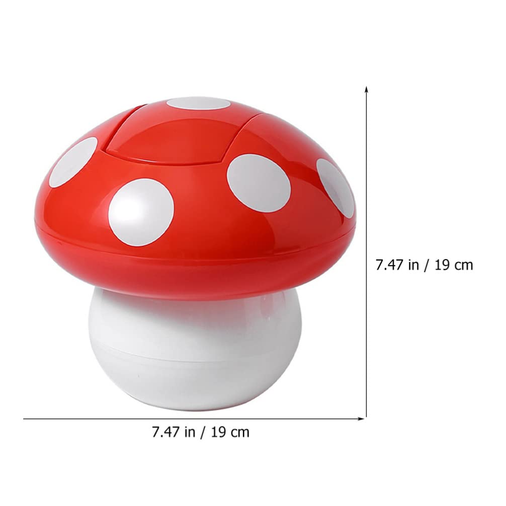 Cabilock Car Mushroom Decor Mini Trash Can Mushroom Shaped Plastic Mini Wastebasket with Swing Lid Tiny Desktop Waste Garbage Bin Pen Holder Waste Container for Disposing Lint Tissues Mushroom Decor