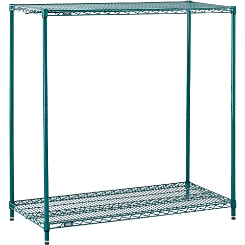 Nexel 2 Tier Wire Shelving Starter Unit, Poly-Green, 72"W x 24"D x 34"H