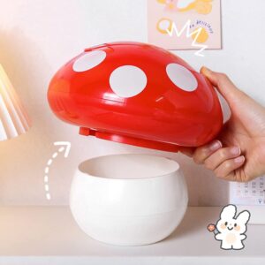 Cabilock Car Mushroom Decor Mini Trash Can Mushroom Shaped Plastic Mini Wastebasket with Swing Lid Tiny Desktop Waste Garbage Bin Pen Holder Waste Container for Disposing Lint Tissues Mushroom Decor