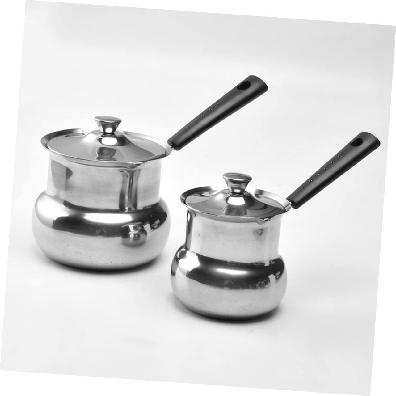 SHERCHPRY Milk Frothing Pitcher Stainless Steel Melting Pots Mini Milk Pot Butter Warmer Pan Miniature Saucepan Turkish Coffee Maker Soup Pot with Lid Cover for Kitchen 700ml Espresso Accessories