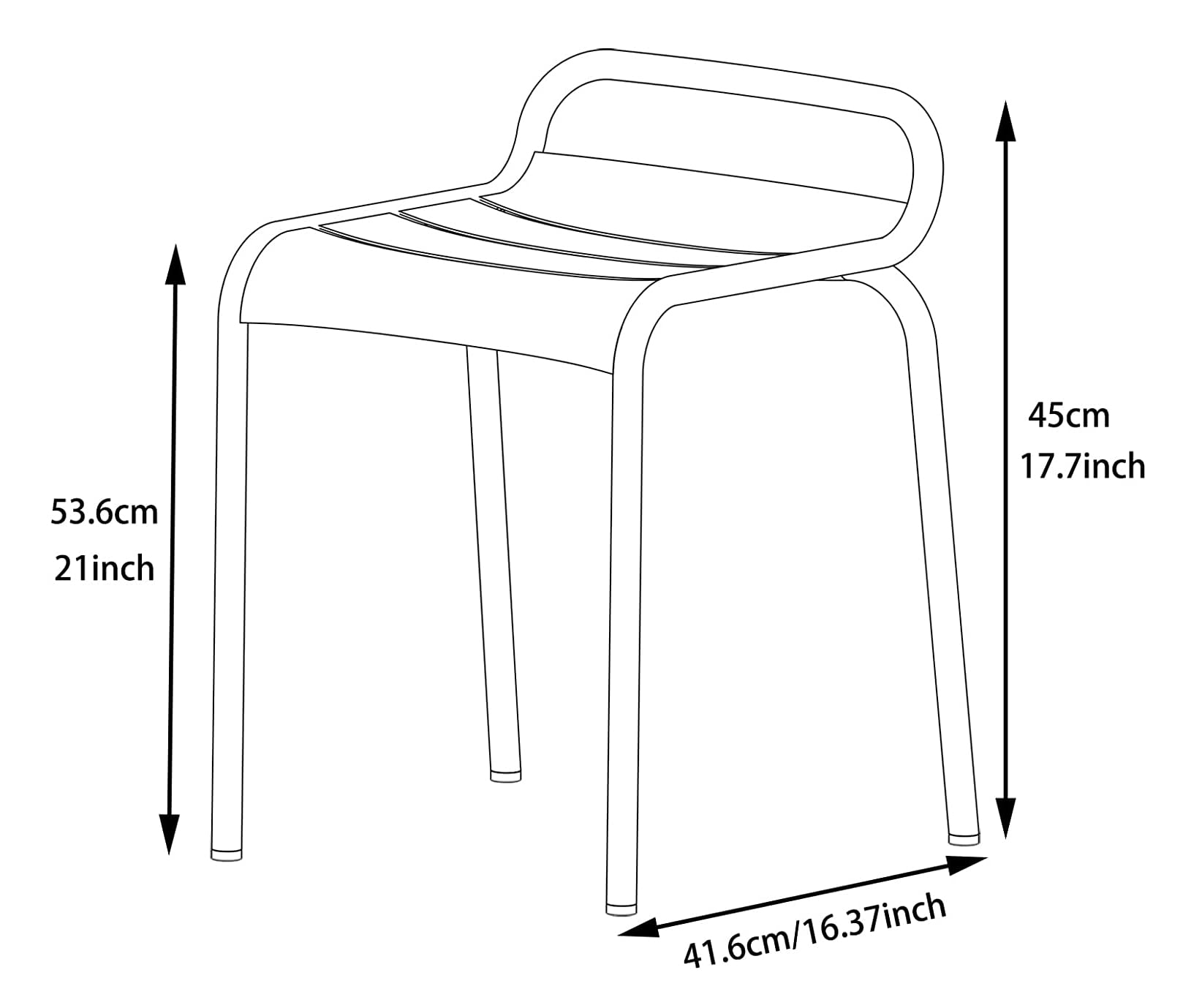 LOKKHAN White Metal Patio Dining Chairs Set of 2 Stackable Modern Bistro Cafe Bar Chairs, 18" Indoor-Outdoor Seating, Lower-Back Iron Chairs for Deck Garden Backyard Lawn