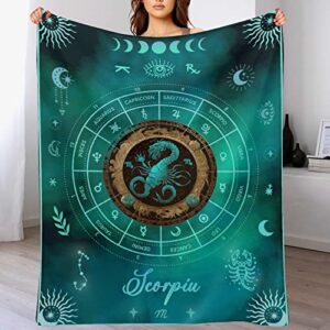 NICEFORNICE Scorpio Blanket Gifts, 50"x40" Rectangular Flannel Zodiac Throw Blanket Cozy, Blankets Gift for Boys Girls Teen Women Men Tarot Cards Lovers Birthday Anniversary Festival