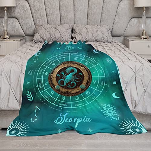 NICEFORNICE Scorpio Blanket Gifts, 50"x40" Rectangular Flannel Zodiac Throw Blanket Cozy, Blankets Gift for Boys Girls Teen Women Men Tarot Cards Lovers Birthday Anniversary Festival