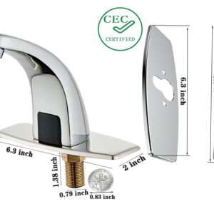 Halo Sanitary Touchless Bathroom Faucet Automatic Motion Sensor Faucet with Hole Cover Deck Plate Chrome