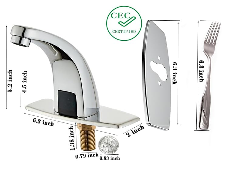 Halo Sanitary Touchless Bathroom Faucet Automatic Motion Sensor Faucet with Hole Cover Deck Plate Chrome