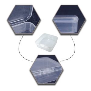 OHAOLYLE 12 Pack Mini Beads Plastic Storage Container Box Case with Flip-Up Lid Small Clear Square Box for Collecting Small Items Jewelry Crafts Game Pieces(2.2 * 2.2 * 0.8in)