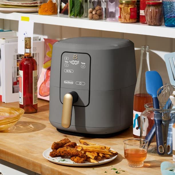 6 Quart Touchscreen Air Fryer, Oyster Grey by Drew Barrymore