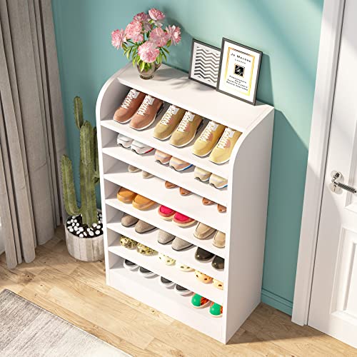 LITTLE TREE Shoe Shelf for Entryway, 8-Tier Shoe Rack Cabinet, 21 Pair Shoe Storage Organizer, White