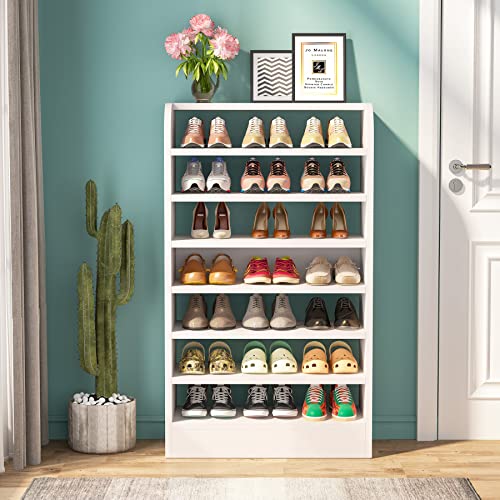 LITTLE TREE Shoe Shelf for Entryway, 8-Tier Shoe Rack Cabinet, 21 Pair Shoe Storage Organizer, White