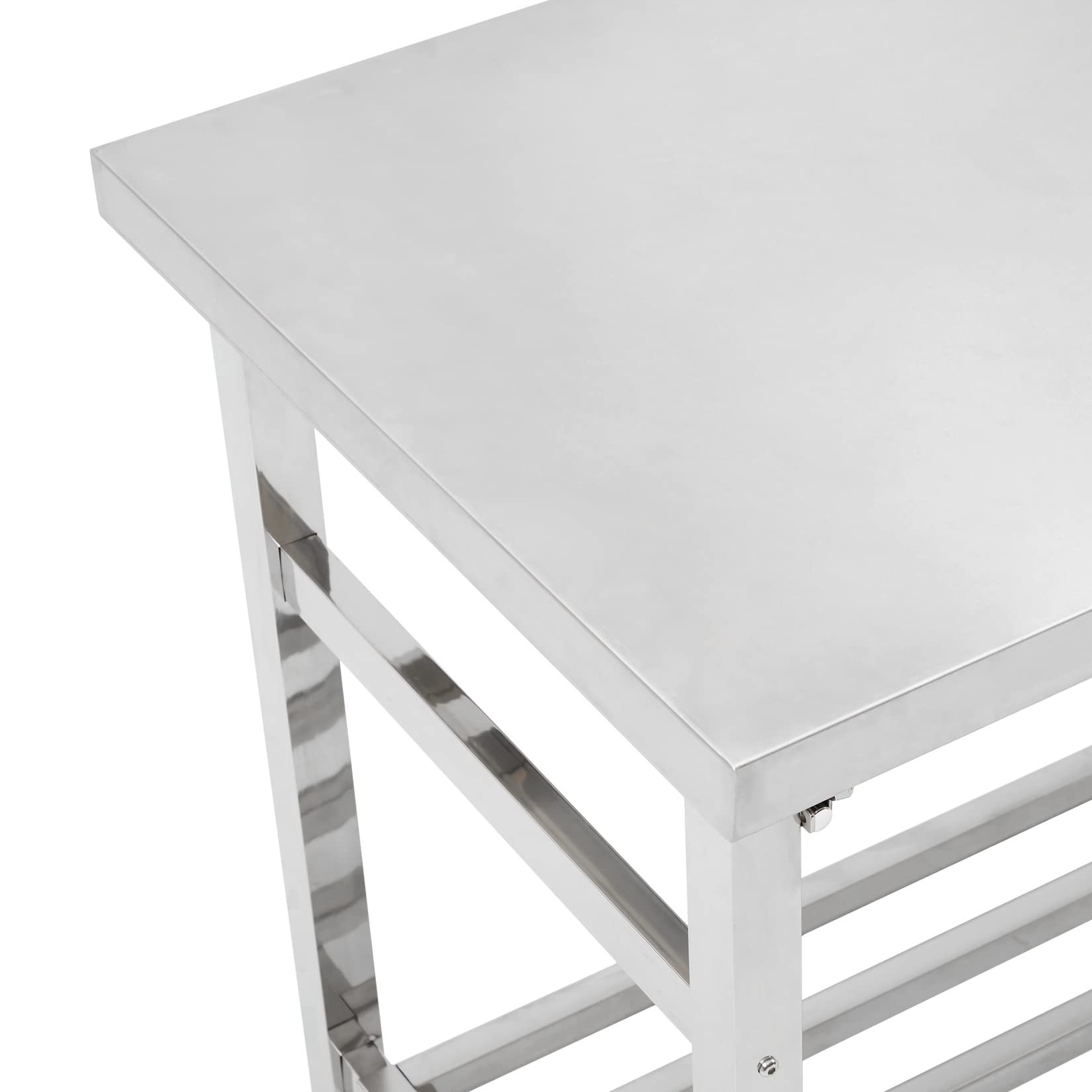 Stainless Steel Table 48 * 24 in, Portable Kitchen Island Stainless Steel Prep Table Work Bench with Foldable Table Legs, Work Table with Adjustable Undershelf for Kitchen Restaurant