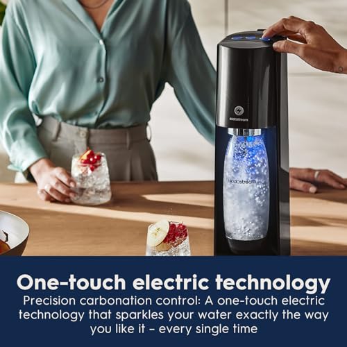 SodaStream E-TERRA Sparkling Water Maker (Black) with CO2 and Carbonating Bottle