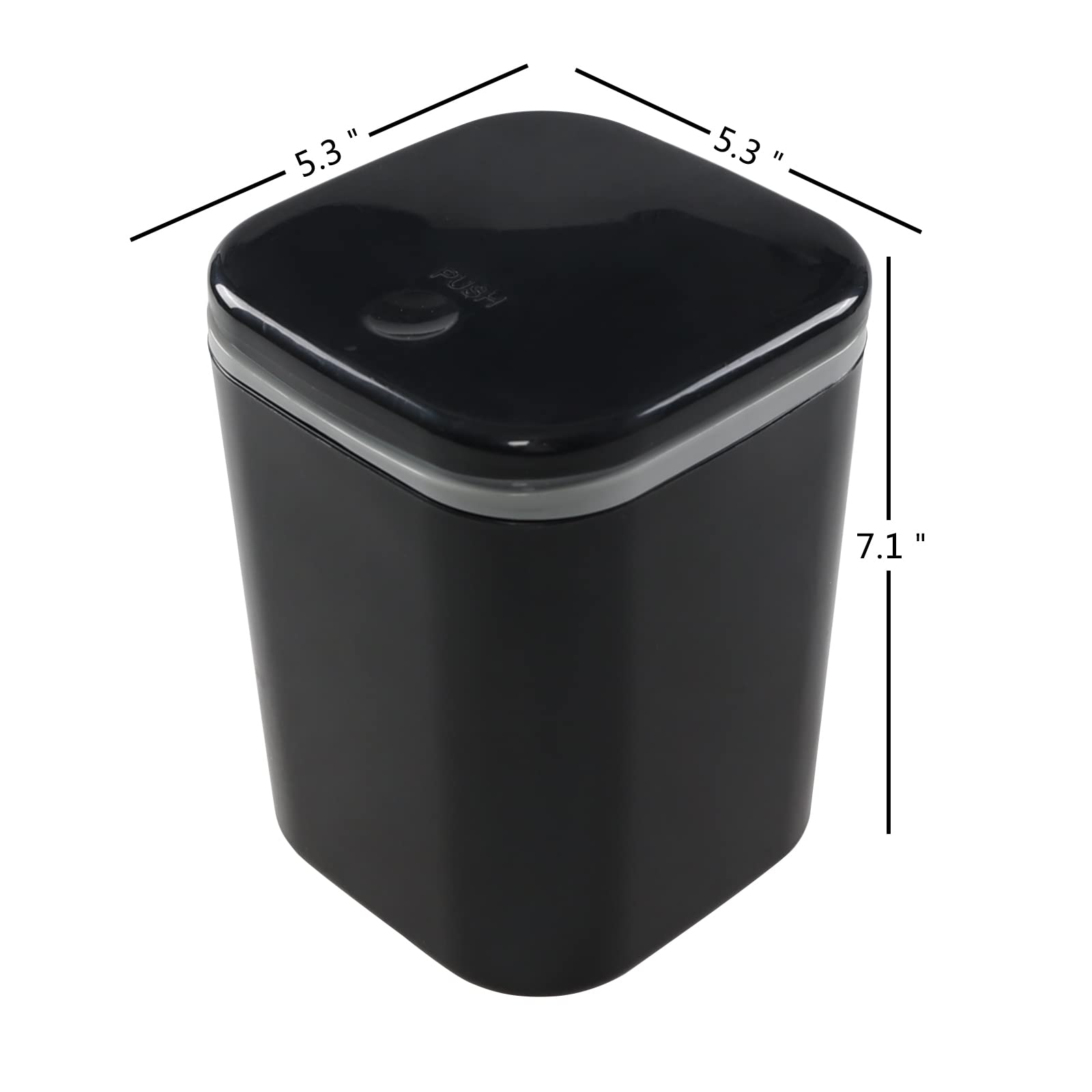 Hommp 0.5 Gallon Tiny Countertop Trash Can, Mini Desktop Garbage Can with Push-Button, Black