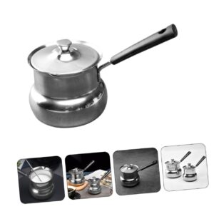 SHERCHPRY Milk Frothing Pitcher Stainless Steel Melting Pots Mini Milk Pot Butter Warmer Pan Miniature Saucepan Turkish Coffee Maker Soup Pot with Lid Cover for Kitchen 700ml Espresso Accessories