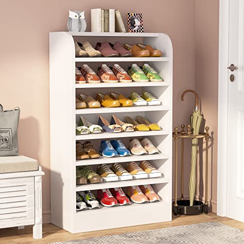 LITTLE TREE Shoe Shelf for Entryway, 8-Tier Shoe Rack Cabinet, 21 Pair Shoe Storage Organizer, White