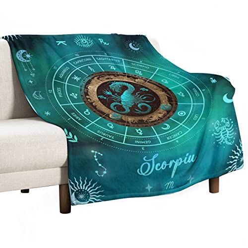 NICEFORNICE Scorpio Blanket Gifts, 50"x40" Rectangular Flannel Zodiac Throw Blanket Cozy, Blankets Gift for Boys Girls Teen Women Men Tarot Cards Lovers Birthday Anniversary Festival