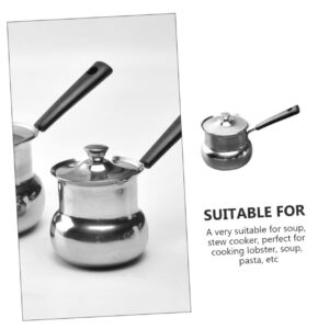 SHERCHPRY Milk Frothing Pitcher Stainless Steel Melting Pots Mini Milk Pot Butter Warmer Pan Miniature Saucepan Turkish Coffee Maker Soup Pot with Lid Cover for Kitchen 700ml Espresso Accessories