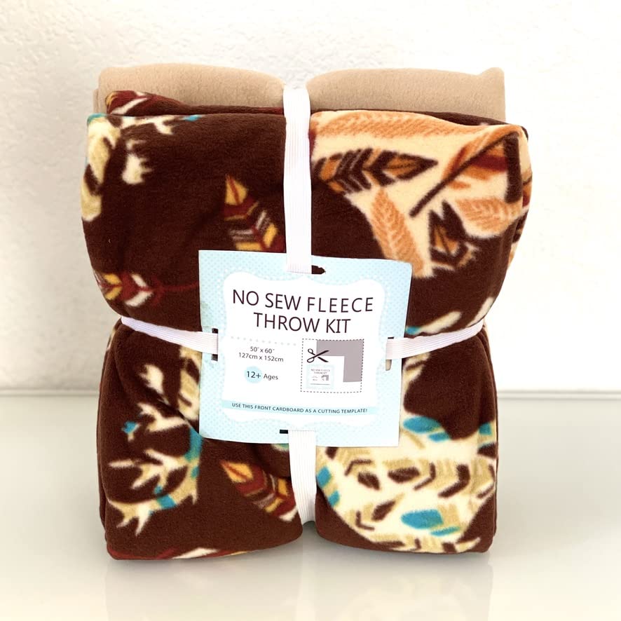 Wildlife Feathers Anti-Pill Premium No-Sew Throw Fleece Fabric Kit (50x60)