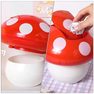 Cabilock Car Mushroom Decor Mini Trash Can Mushroom Shaped Plastic Mini Wastebasket with Swing Lid Tiny Desktop Waste Garbage Bin Pen Holder Waste Container for Disposing Lint Tissues Mushroom Decor