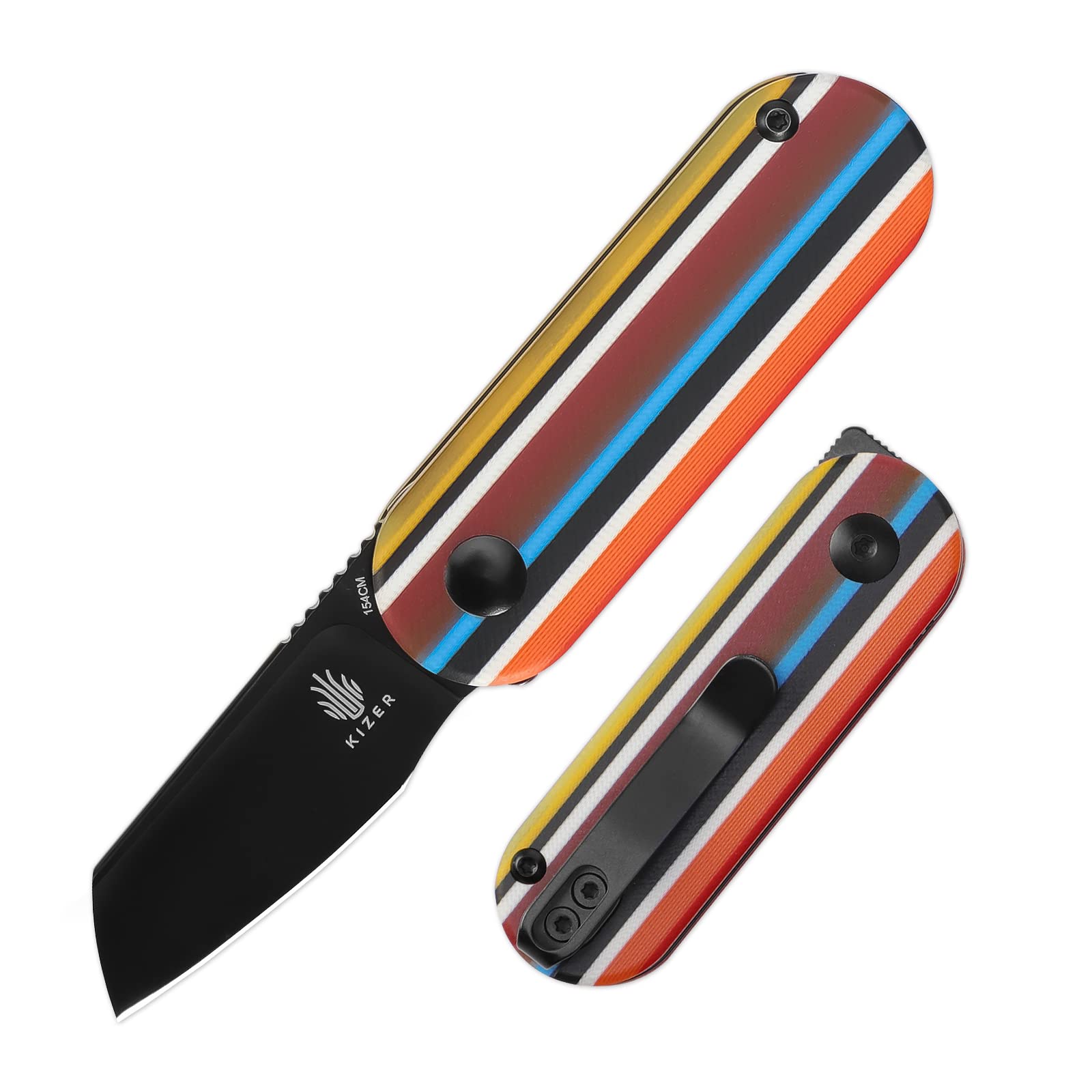 Kizer Serape Series Mini Bay Pocket Knife, 1.9 Inches 154CM Steel Blade EDC Knife, G10 Handle Small Folding Camping Knife Tools V2583C1