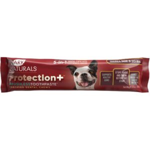 ark naturals protection+ brushless toothpaste fortified dental chew for small dogs upto 8-20 lbs., 0.54 oz., count of 60