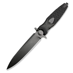 large flipper assisted opening pocket knife, 5‘’ d2 steel folding knife with g10 handle and liner lock, for edc survival camping hiking(black)