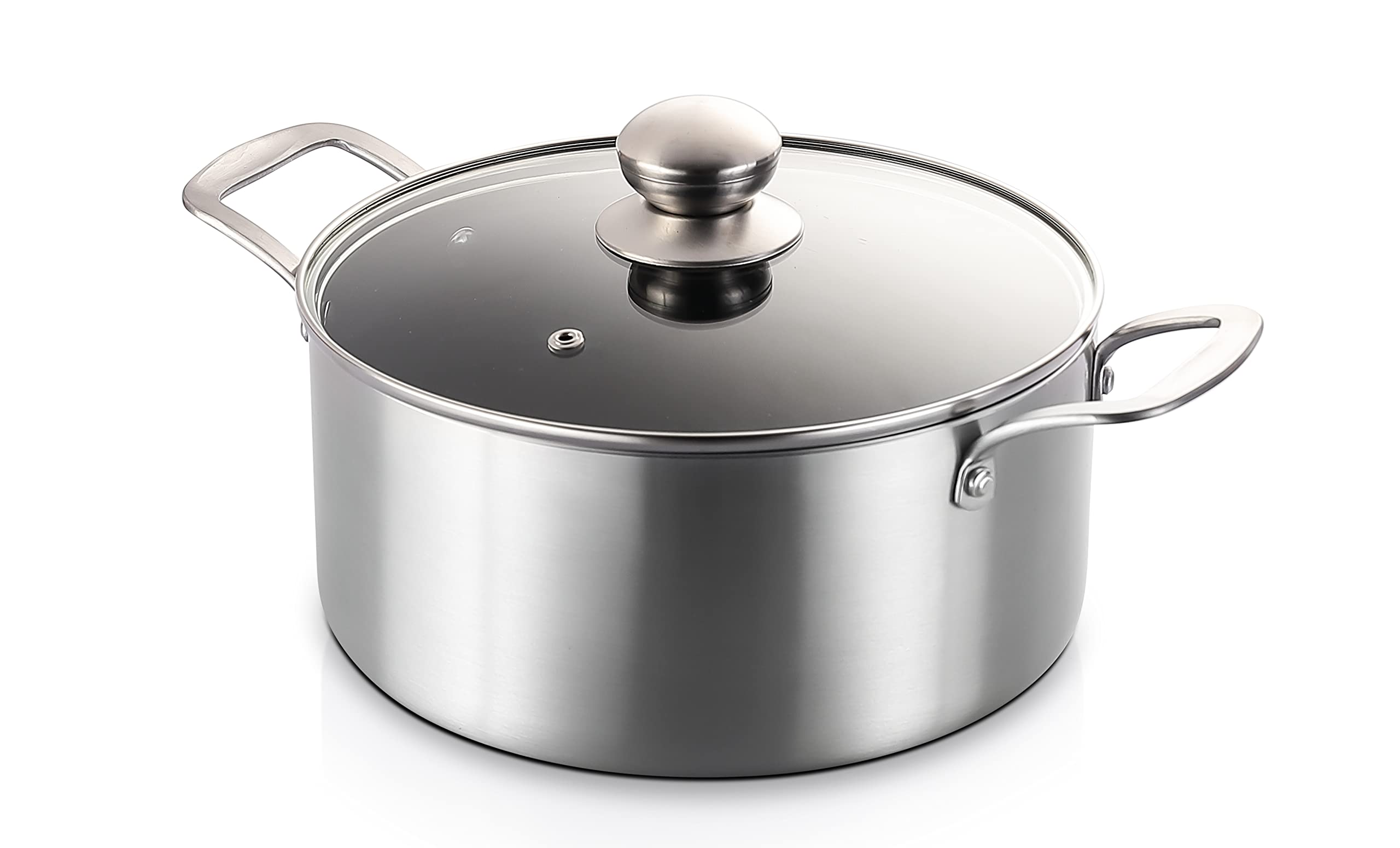 Eternal Living Nonstick Stock Pot Stainless Steel and Ceramic Infused Cooking Pot with Lid, Blue 4.5 qt