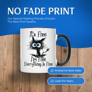 Bliss Monkey Co. I'm Fine Everythings Fine Coffee Mug - Funny Sarcastic Mug - Cat Lover Coffee Mug - 11 Ounce Novelty Coffee Cup - BMCM00149…