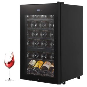 aprafie wine cooler refrigerator 24 bottles compressor freestanding beverage wine fride for red, white, champagne or sparkling wine 40°f to 65°f digital temperature control full glass door