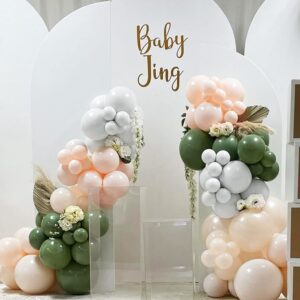 Topico Wedding Balloon Garland Arch Kit 143pcs Avocado Green Peach Balloons for Kids Birthday Baby Shower Bridal Shower Theme Party Halloween Thanksgiving Decor Supplies