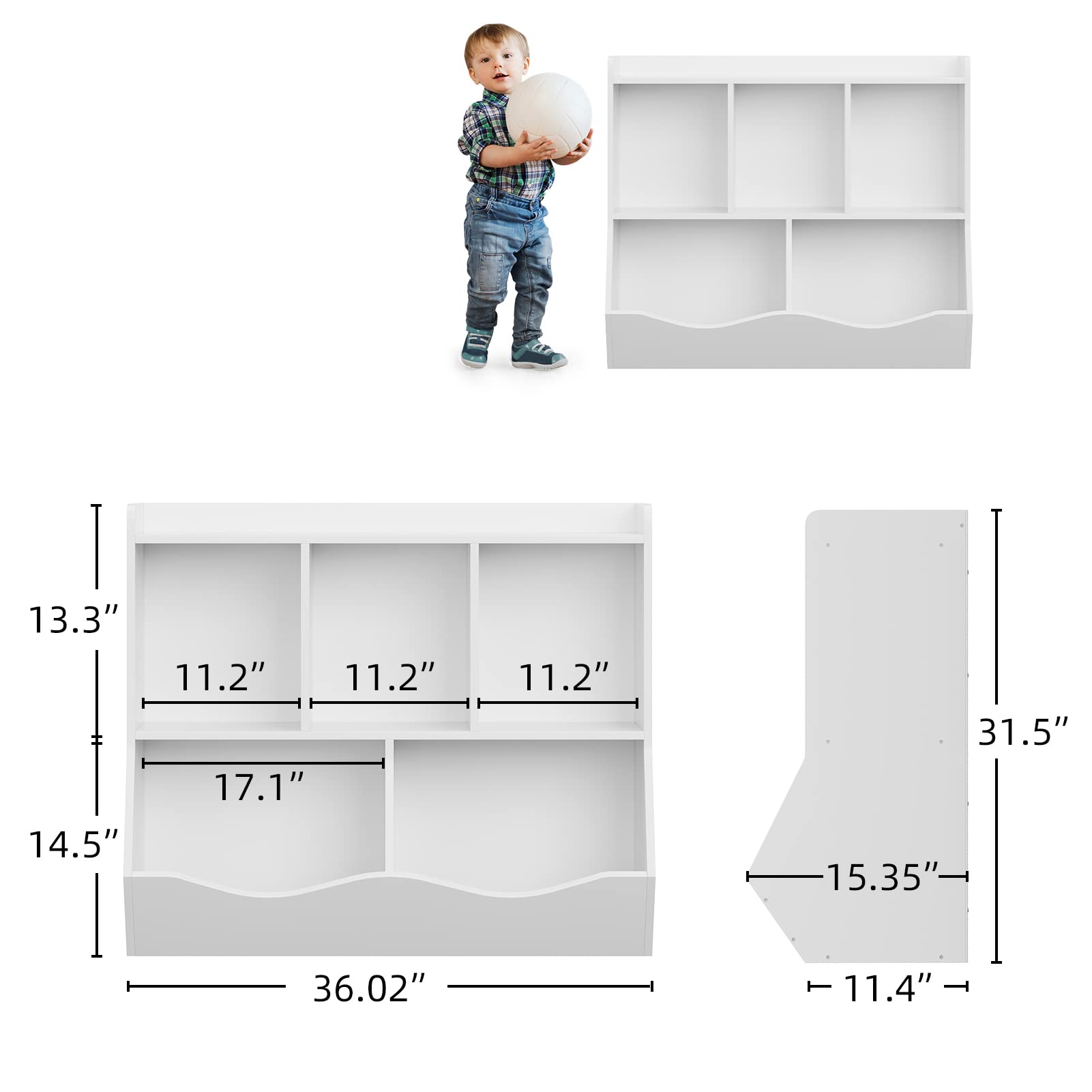 Amyove Kids Bookshelf and Bookcase Toy Storage Multi Shelf with Cubby Organizer Cabinet for Boys Girls,for Children Playroom Hallway Kindergarten School