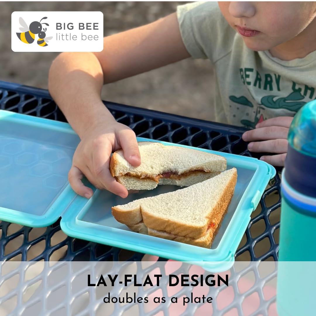 Big Bee, Little Bee - SoftShell Reusable Silicone Food Storage Container with Lid, Easy to Clean, Lays Flat, Snaps Closed, Microwave, Freezer & Dishwasher Safe, As Seen on Shark Tank (Lime)