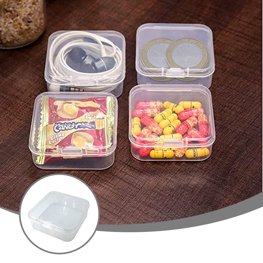 OHAOLYLE 12 Pack Mini Beads Plastic Storage Container Box Case with Flip-Up Lid Small Clear Square Box for Collecting Small Items Jewelry Crafts Game Pieces(2.2 * 2.2 * 0.8in)