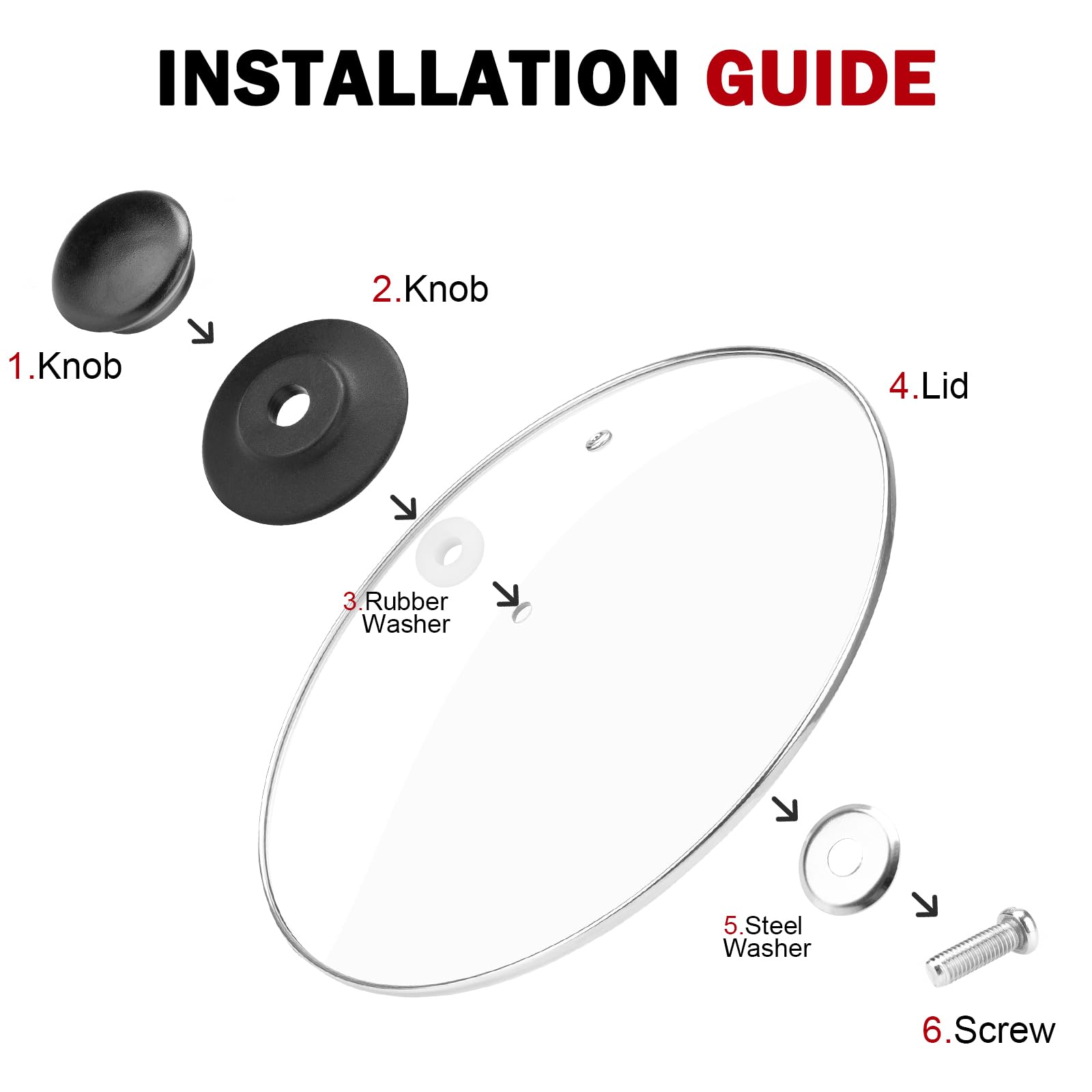 10 3/8" Glass Slow Cooker Lid SCRC507-Replacement for W Rival Slow Cooker 5 and 6 Quart Replacement Round Glass Lid