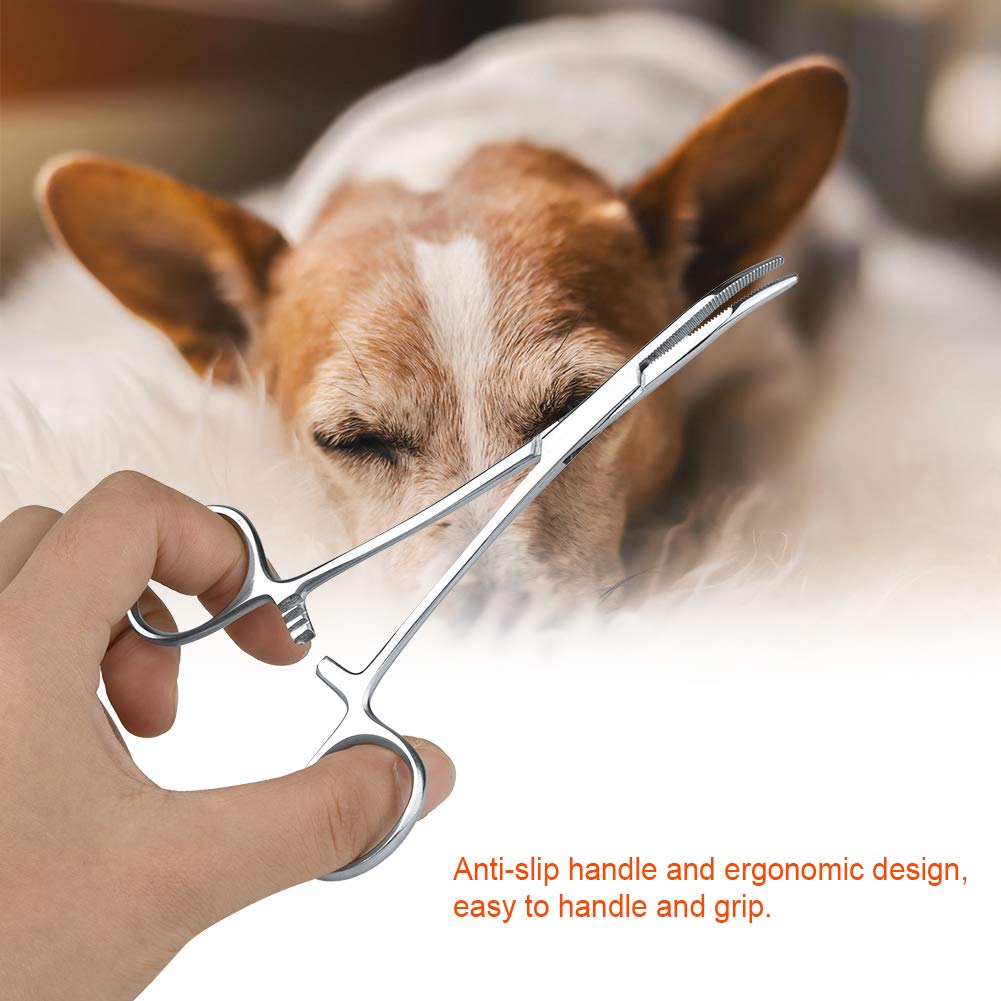 Dog Ear Powder For Hair Removal Dog Ear Plucking Tweezers Pet Ear Hair Tweezers, Stainless Steel Curved Tip Ear Hair Tweezers Stainless Steel Pet Dog Cat Ear Hair Tweezers Curved Tip Cleaning Clamp (L