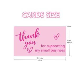 Fiercy Pink Thank You Cards Small Business, 2 * 3.5 Inch Small Business Thank You Cards, 120 Thank You for Supporting My Small Business Cards, Thank You for Your Order Cards