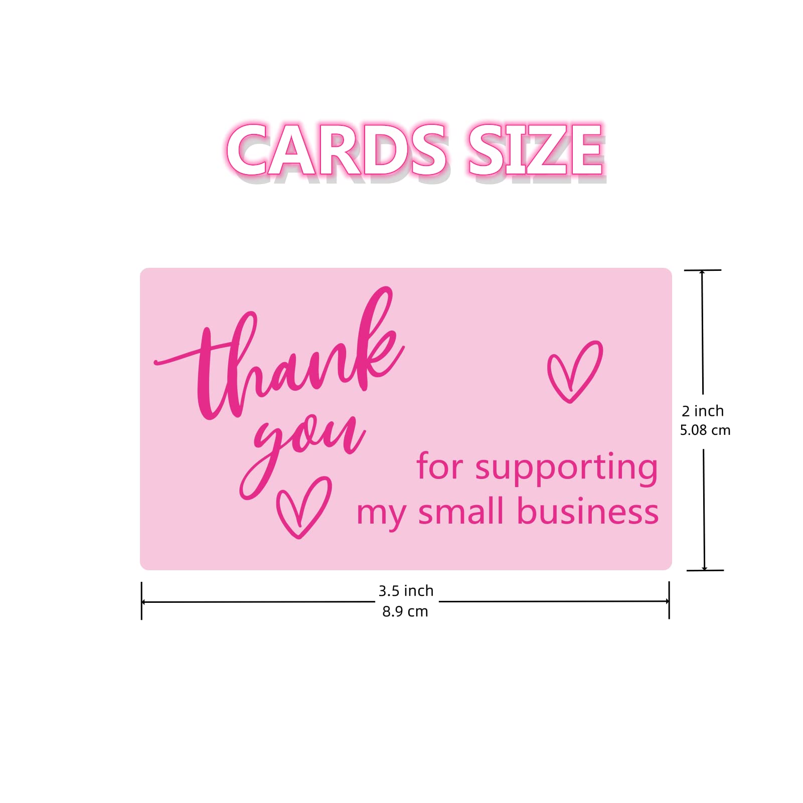 Fiercy Pink Thank You Cards Small Business, 2 * 3.5 Inch Small Business Thank You Cards, 120 Thank You for Supporting My Small Business Cards, Thank You for Your Order Cards