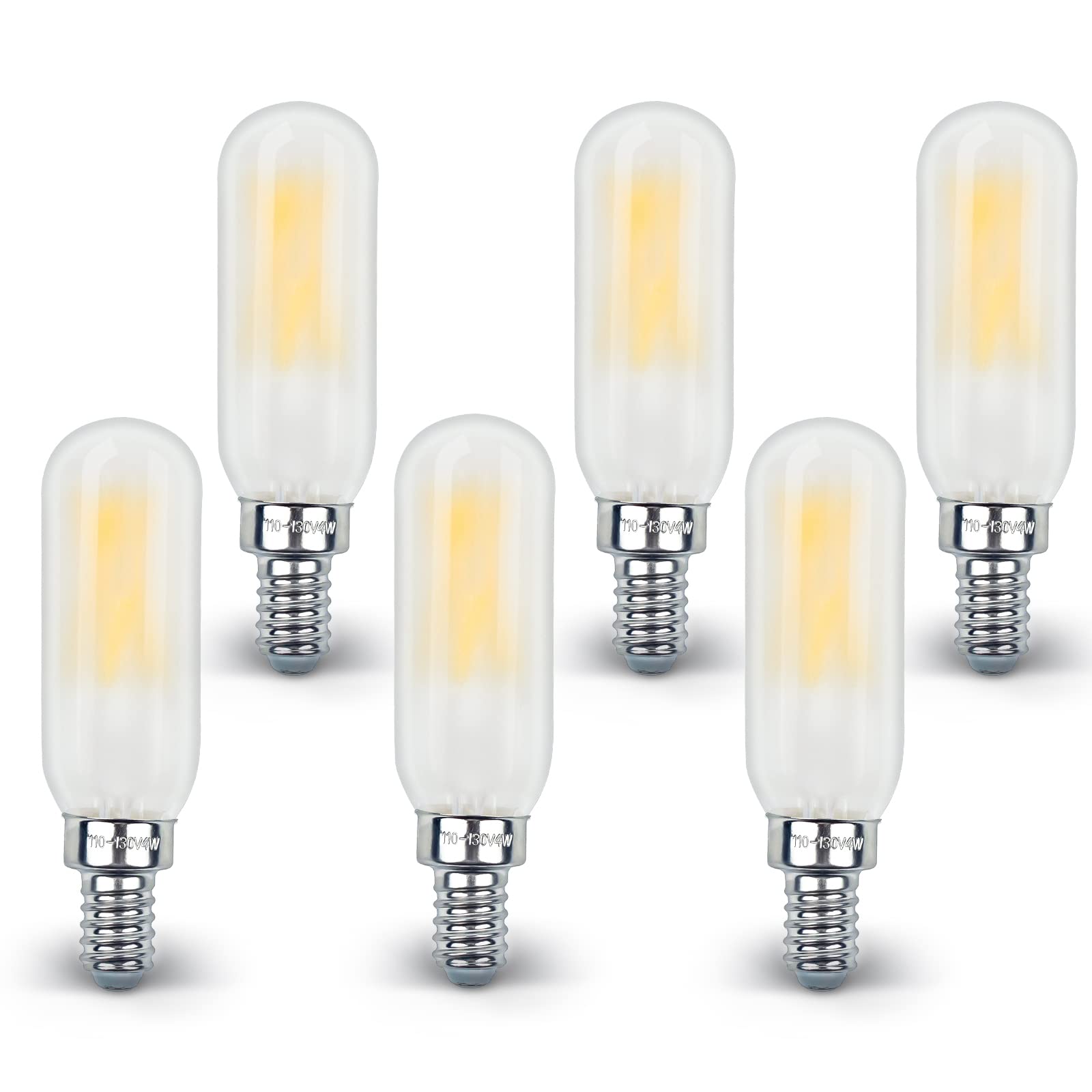 Frosted Light Bulbs E12 LED Bulb 40W Warm White 2700K, Chandelier Light Bulb Frosted, E12 Candelabra Light Bulb 40 Watt Equivalent T6 Tubular Candle Light Bulb, Frosted Glass Light Bulbs, 6 Pack