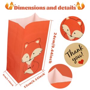 YYMYMGJ 24 Pack Fox Party Favor Bags Woodland Goodie Gift Bags for Fox Woodland Birthday Party Decoration supplies Baby Shower