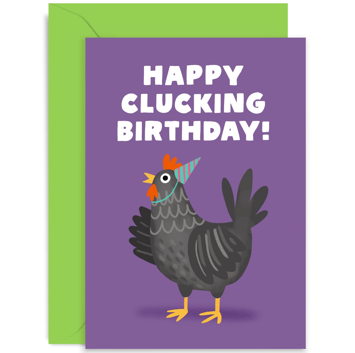 Old English Co. Funny Happy Clucking Birthday Card for Him or Her - Cute Chicken Pun Birthday Greeting Card for Sister, Brother, Wife, Husband, Mum, Dad, Best Friend | Blank Inside with Envelope