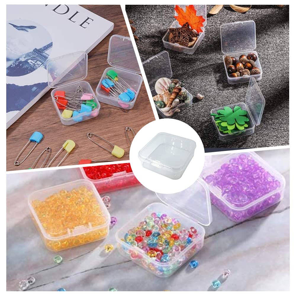 OHAOLYLE 12 Pack Mini Beads Plastic Storage Container Box Case with Flip-Up Lid Small Clear Square Box for Collecting Small Items Jewelry Crafts Game Pieces(2.2 * 2.2 * 0.8in)