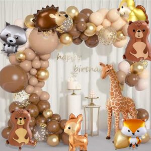 9Pcs Woodland Animal Balloons,Jungle Safari Animal Balloons for Birthday Party Decorations Rabbit,Bear,Fox,Owl,Squirrel Baby Shower Forest Animals Mylar Foil Helium Balloon