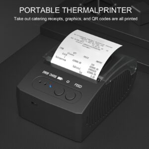 Portable Printer Receipt, 58mm Paper Width 2000mAh Rechargeable Thermal Label Printer,with Thermal Printer Paper,for Office and Small Business