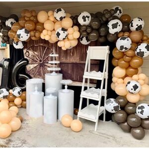 EROOCAI Cowboy Balloons Garland Arch Kit-150pcs Brown Apricot Cocoa Cow Pattern Balloons for Western Cowboy Cowgirl Farm Animal Themed Baby Shower Bachelor Birthday Party Decorations Supplies