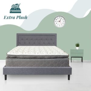 Greaton 13-inch Extra Plush Foam Encased Mattress with 3-inch Pillow Top, Provides Perfect Body Support and Ultimate Comfort, Premium Bedding Mattresses with Black Border and White Top, Full XL