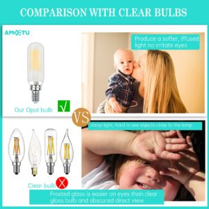 Frosted Light Bulbs E12 LED Bulb 40W Warm White 2700K, Chandelier Light Bulb Frosted, E12 Candelabra Light Bulb 40 Watt Equivalent T6 Tubular Candle Light Bulb, Frosted Glass Light Bulbs, 6 Pack