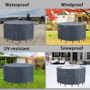 Garden Balsam Patio Furniture Cover Grey 108" D X 28" H Round Waterproof Outdoor Table Chair Set Covers Outdoor Sectional Cover Outdoor Furniture Set Cover